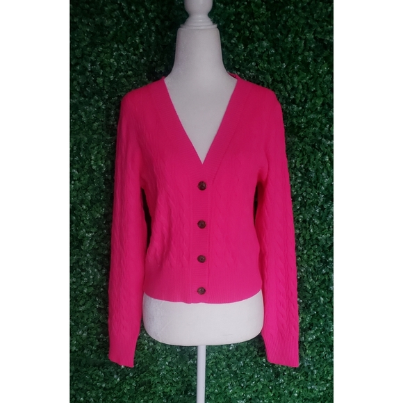 J.Crew Cashmere shrunken cable-knit V-neck cardigan sweater - Picture 4 of 8